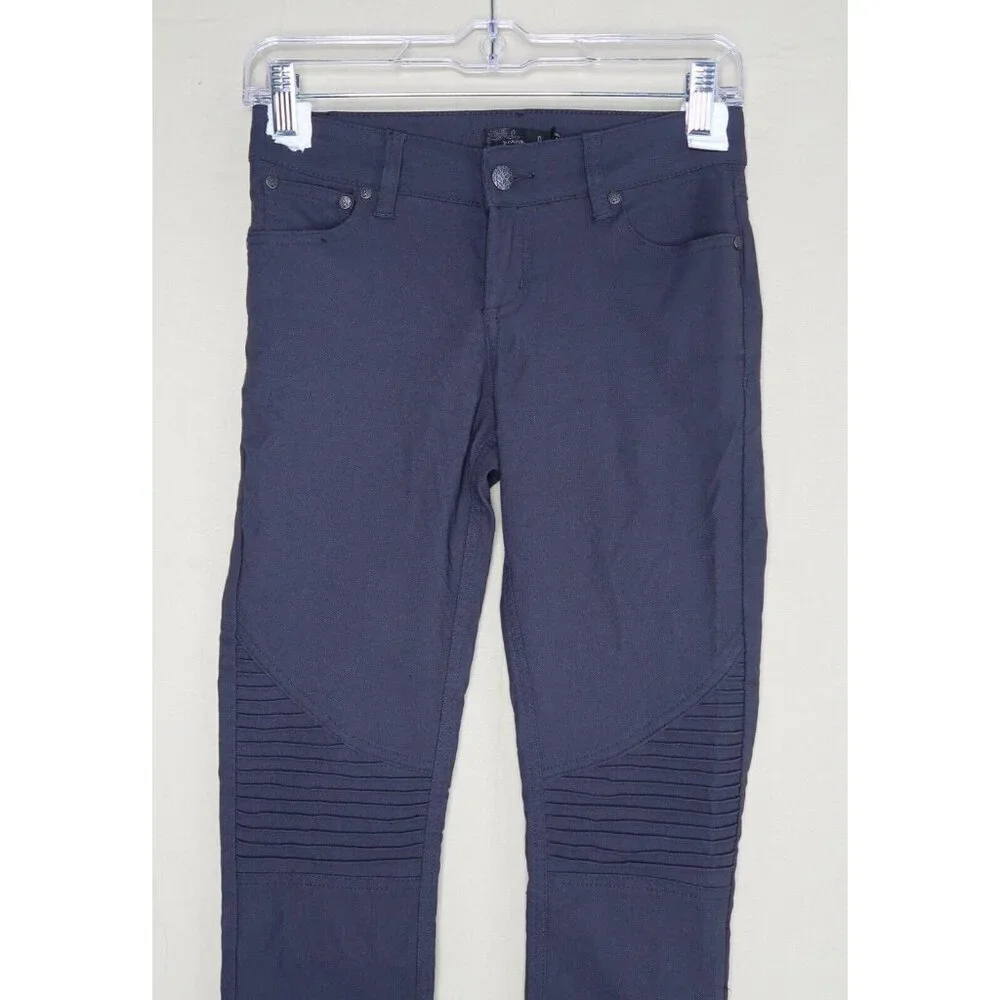 prAna Brenna Gray Moto Skinny Jeans Pants Trousers Low Rise Stretch EUC Womens 0 - Picture 5 of 14